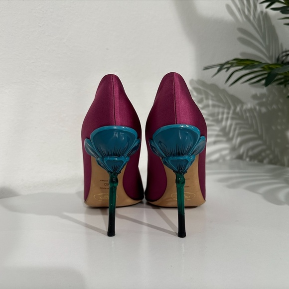 Prada S/S 2008 Fairy Collection Satin Peep-Toe Pumps Size 40 - Picture 3 of 9